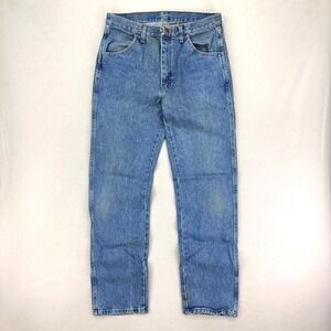 Rustler Jeans Mens 32x32 Blue Faded Stained Denim Straight-Leg Work Dad 90s